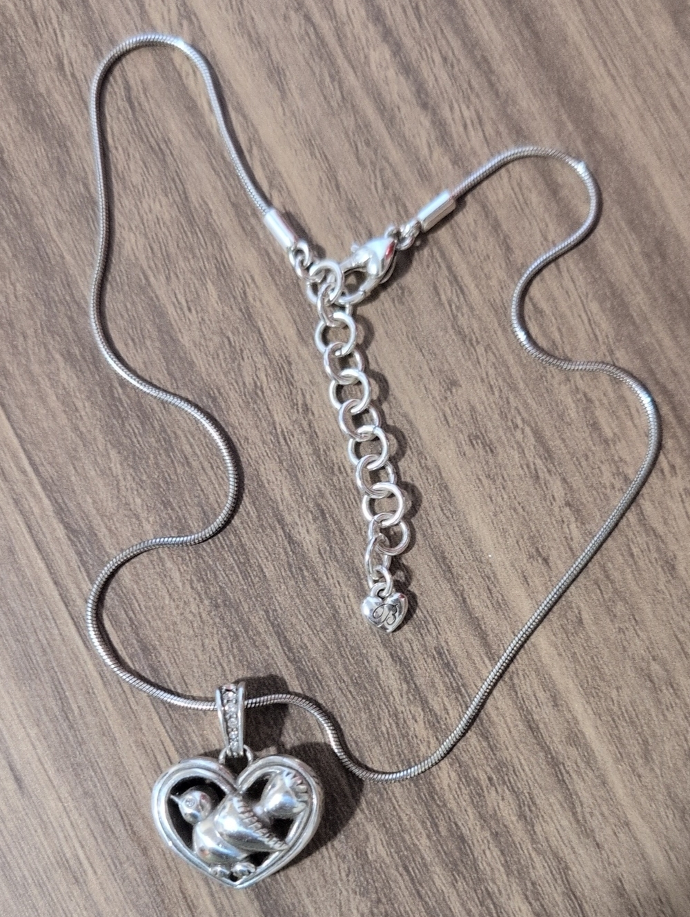 Brighton Limited Edition Nothing Is Impossible Silver Heart Necklace Fat Bird